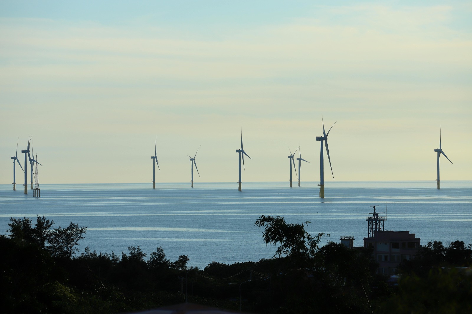 Wind farm at sunset